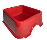 Comedouro Furacão Pet Plástico Quadrado N4 Vermelho 2L