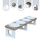 Comedouro Gato Pet Elevado Quadruplo Linear MDF - Porcelana