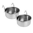 Comedouro Inox com Gancho Para Gaiola 800ml Kit 2