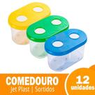 Comedouro Jel Plast 2 Furos sem Gancho Médio - Cores Mistas 250ml - Embalagem com 12 Unidades (SORTIDO)