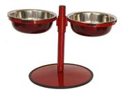 Comedouro Médio Duplo Inox Altura Ajustável Cachorro Vermelho Comedouro Médio Duplo Inox Altura Ajustável Cachorro Vermelho
