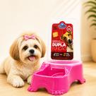 Comedouro ou Bebedouro Rosa Caes Gato Agua Racao Grande