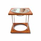 Comedouro para Cachorro Elevado 20cm Inox e Madeira