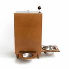 Comedouro para Gato e Cão com Bebedouro e Dispenser de Ração 15kg Tigela Inox Elevada 10cm