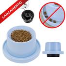 Comedouro para Gatos Plástico Elevado Antiformigas e Higiênico com Base Antiderrapante Azul