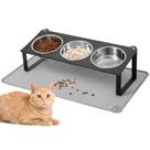 Comedouro para Pets HOVNKUT com 3 Tigelas de Aço Inoxidável e Tapete Comedouro para Pets HOVNKUT com 3 Tigelas de Aço Inoxidável e Tapete