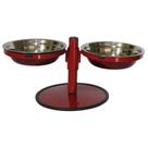 Comedouro Pequeno Duplo Inox Altura Regulável Cães e Gatos Vermelho Comedouro Pequeno Duplo Inox Altura Regulável Cães e Gatos Vermelho