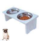 Comedouro Pet Cachorro Elevado MDF Duo - Inox Comedouro Pet Cachorro Elevado MDF Duo - Inox