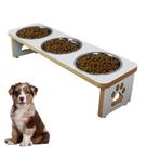 Comedouro Pet Cachorro Elevado Triplo MDF Linha Basic - Branco