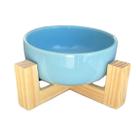 Comedouro Pet Cerâmica para animais com base em madeira Comedouro Pet Cerâmica para animais com base em madeira