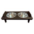 Comedouro Pet Elevado Duplo Gato E Cachorro 2 Potes Madeira DESMONTAVEL