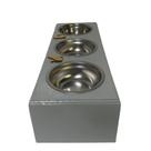 Comedouro Triplo Elevado Cinza Gatinho Madeira Pinus Tigela 300ml Pequeno Porte PP
