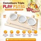 Comedouro Triplo Play Psitas. Potes de Porcelana de 80ml.