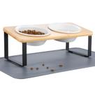 Comedouros para Gatos Summark com Inclinação de 15 em Cerâmica com Suporte Elevado de Bambu Comedouros para Gatos Summark com Inclinação de 15 em Cerâmica com Suporte Elevado de Bambu