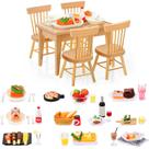 Comida em miniatura para casa de bonecas com móveis de madeira, escala 1:12, 74 unidades