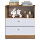 Comoda 02 Gav E Nichos La005 Nogal Manchester Branco Comm Nogal Manchester Branco