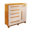 Cômoda 046 6 Gavetas 1 Porta Com Sapateira e Pés 100% Mdf Cinamomo/Off White - Móveis Valverde