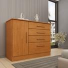Cômoda 1 Porta 4 Gavetas 104cm Chicago Bege/Cinamomo Cômoda 1 Porta 4 Gavetas 104cm Chicago Bege/Cinamomo