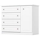 Comoda 1 Porta 4 Gavetas 126 Cm Americana Branco Henn