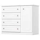 Comoda 1 Porta 4 Gavetas 126 cm Americana Branco Henn Comoda 1 Porta 4 Gavetas 126 cm Americana Branco Henn