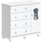 Cômoda 1 Porta 4 Gavetas Luna - Moveis Peroba Branco Brilho