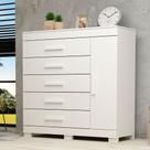 Cômoda 1 Porta 5 Gavetas 100% MDF Miosótis 120cm Espresso Móveis Branco