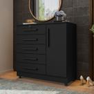 Cômoda 1 Porta e 5 Gavetas com Chave Vitoria Preto Rud Rack
