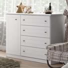 Cômoda 126,5cm 4 Gavetas 1 Porta Americano Henn - Branco HP Fosco