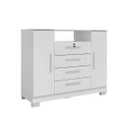 Cômoda 2 Portas 4 Gavetas 1,24cm Bath Madeira MDP Branco TX ÉdeCasaMóveis