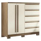 Comoda 2 Portas 5 Gavetas Malaga Gold Com Pés Jatobá Areia Acetinado - Santos Andirá