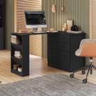 Cômoda 3 Gavetas com Mesa Giratória Preto - Qmovi