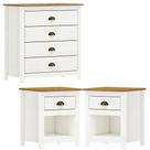 Comoda 4 Gav E 02 Mesas De Cabeceira Madeira Maciça Branco Freijo Milani Store