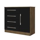 Cômoda 4 Gavetas 1 Porta Malibu New Jequitibá Preto Cômoda 4 Gavetas 1 Porta Malibu New Jequitibá Preto