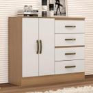 Cômoda 4 Gavetas 2 Portas Lite Nature Off White 107cm Sapateira MDP