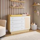Cômoda 4 Gavetas e 1 Porta em Rattan Wave Casatema MadeiraOriginals Marrom/Branco