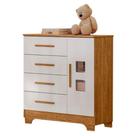Cômoda 4 Gavetas E 1 Porta Fly Com Branco Amadeirado - Tigus Baby Cômoda 4 Gavetas E 1 Porta Fly Com Branco Amadeirado - Tigus Baby