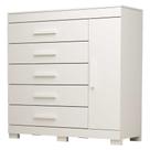 Comoda 5 Gavetas 1 Porta 100% MDF Rayane Prime ACP MÓVEIS Branco