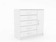 Cômoda 5 Gavetas 1 Porta Grande Armazenamento Luxo Compacta Multiuso Moderna Decorativa Organizadora Design Quarto