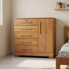 Cômoda 5 Gavetas 1 Porta MDF/MDP com Chave 100cm Repleta