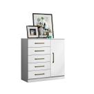 Cômoda 5 Gavetas 1 Porta Quarto Branco Milão Aramóveis