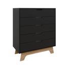 Cômoda 5 Gavetas 80cm Alice - Preto