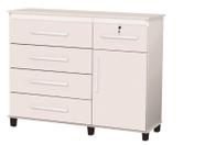 Cômoda 5 Gavetas Com Fechadura em Aço e Sapateira Cor Branco Cômoda 5 Gavetas Com Fechadura em Aço e Sapateira Cor Branco