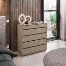 Cômoda 5 Gavetas com Organizador Belize Cinza/Fendi