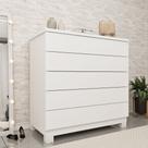 Cômoda 5 Gavetas com Pés 86cm Premium Branco/Neve