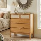Cômoda 5 Gavetas Madeira Maciça com Telinha Rattan Viena Mel
