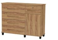 Comoda 5 gavetas sapateira + chave trino cor Canela fosco