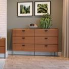 Cômoda 6 Gavetas c/ Puxador Orgânico e Pés em Metal 100% MDF