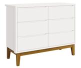 Cômoda 6 Gavetas Classic New Branco Fosco com Madeira - Reller