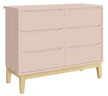 Cômoda 6 Gavetas Classic New Rosa Fosco com Natural - Reller Cômoda 6 Gavetas Classic New Rosa Fosco com Natural - Reller