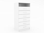 Cômoda 6 Gavetas Com Nicho Aberto Armazenamento Luxo Compacta Multiuso Moderna Decorativa Organizadora Design Quarto